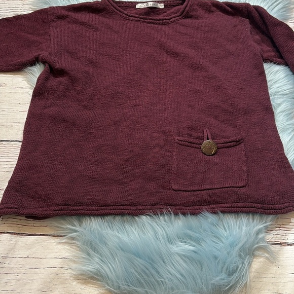 Lulu-B Maroon Knit Quarter Sleeve Sweater sz S/M - Picture 6 of 10